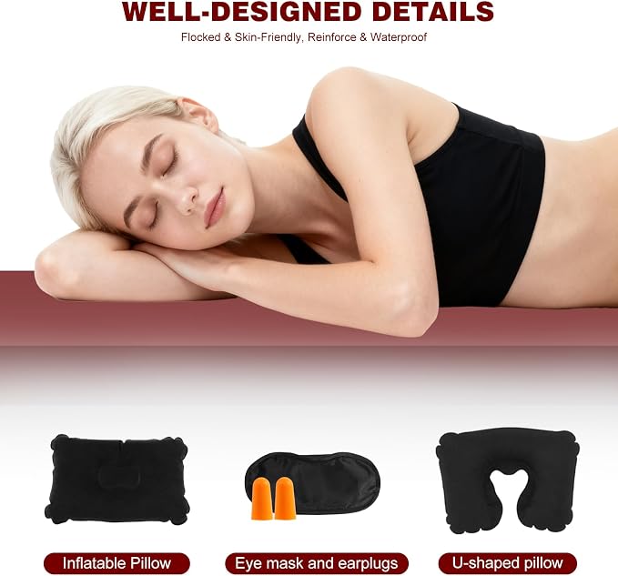 Onirii King Size Camping Air Mattress Bed with Air Pump | 80"x 72"Thickened Portable Blow Up Inflatable Air Mattress,Travel Sleeping Bed Pad for Camping Home Hiking