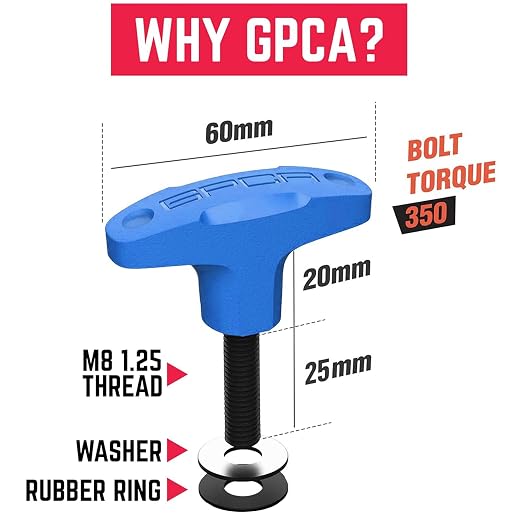 GPCA – Quick Release Hardtop Bolts, M8 25mm Thumbscrew for Ford Bronco Hardtop Removal, Bronco Accessories & Cargo Tie Down GP Anchor PRO w/o Nut, 8 Pack (Blue)