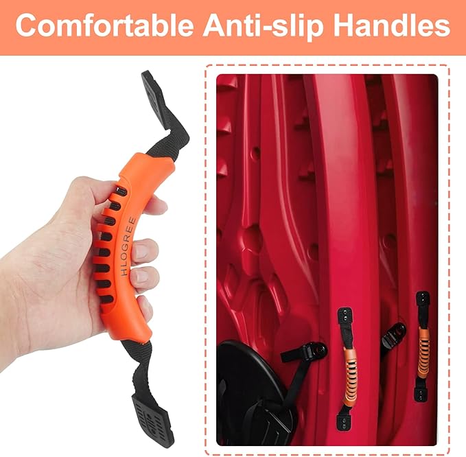 HLOGREE Kayak Handles 2/4 Pack,Kayak Carry Handle with Rivets,Kayak Replacement Handles,Kayak Handles for Emotion/Pelican/Hobie/Lifetime/sit on top/Ocean/Wilderness Accessories,Kayak Parts