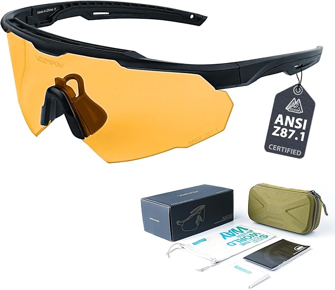 Shooting Glasses Anti Fog with High Definition Lenses, ANSI Z87+ Certified Tactical Safety Glasses for Men Women