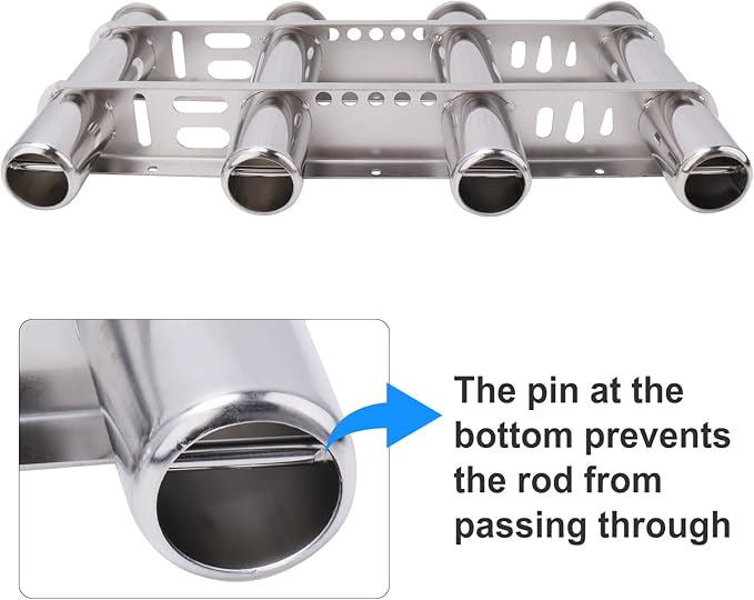 Fishing Rod Holder for Boat, Vertical Wall Mounted Fishing Rod Rack, Stainless Steel Rod Holder for Marine Boat,Fishing Boat, Truck (4 Tubes Upgrade)