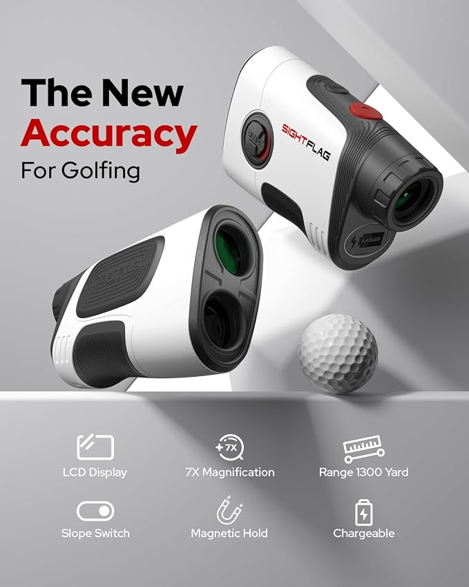 GF2-Golf Rangefinder with Slope and Pin Flagpole Lock Vibration, 1300 Yards Range Finder, External Slope Switch