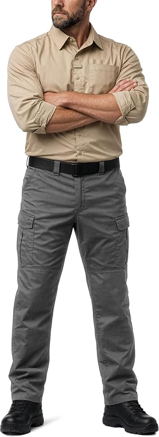 CQR Men's Long Sleeve Tactical Shirts, Ripstop Military Work Shirts, UPF 50+ Breathable Button Down Outdoor Hiking Shirt