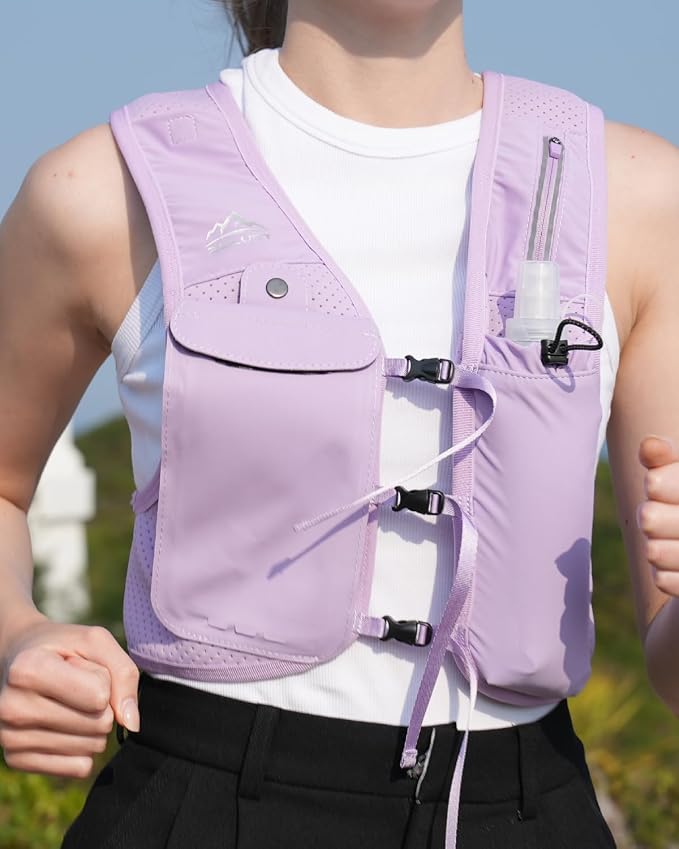 Zelvot Running Vest for Women Men, Adjustable Running Phone Holder Vest, USA Original Patent, Running Hydration Vest with 500ml Soft Flask, Reflective Running Backpack for Hiking Cycling