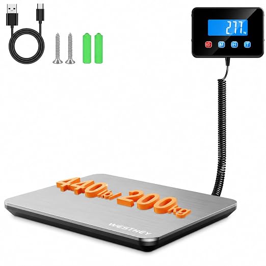 WESTHEY Shipping Scale, 0.5oz-440lb Digital Postal Scale for Packages | High Accuracy for Packages, Mail, Luggage, Pet, Food, Warehouse and Home Use