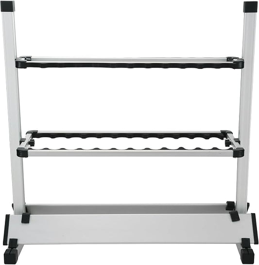 Fishing Rod Rack, Fishing Rod Organizer, Portable Fishing Rod Holder for All Poles, Hold 24 Rods, Aluminum Alloy Silver Black Rod Holder (24 Rods Rack)