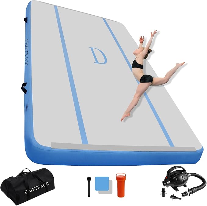 DAIRTRACK Inflatable Gymnastics Air Mat 10ft/13ft/16ft/20ft Tumble Track Tumbling Mats for Home Use/Gym/Training/Cheerleading/Yoga/Water