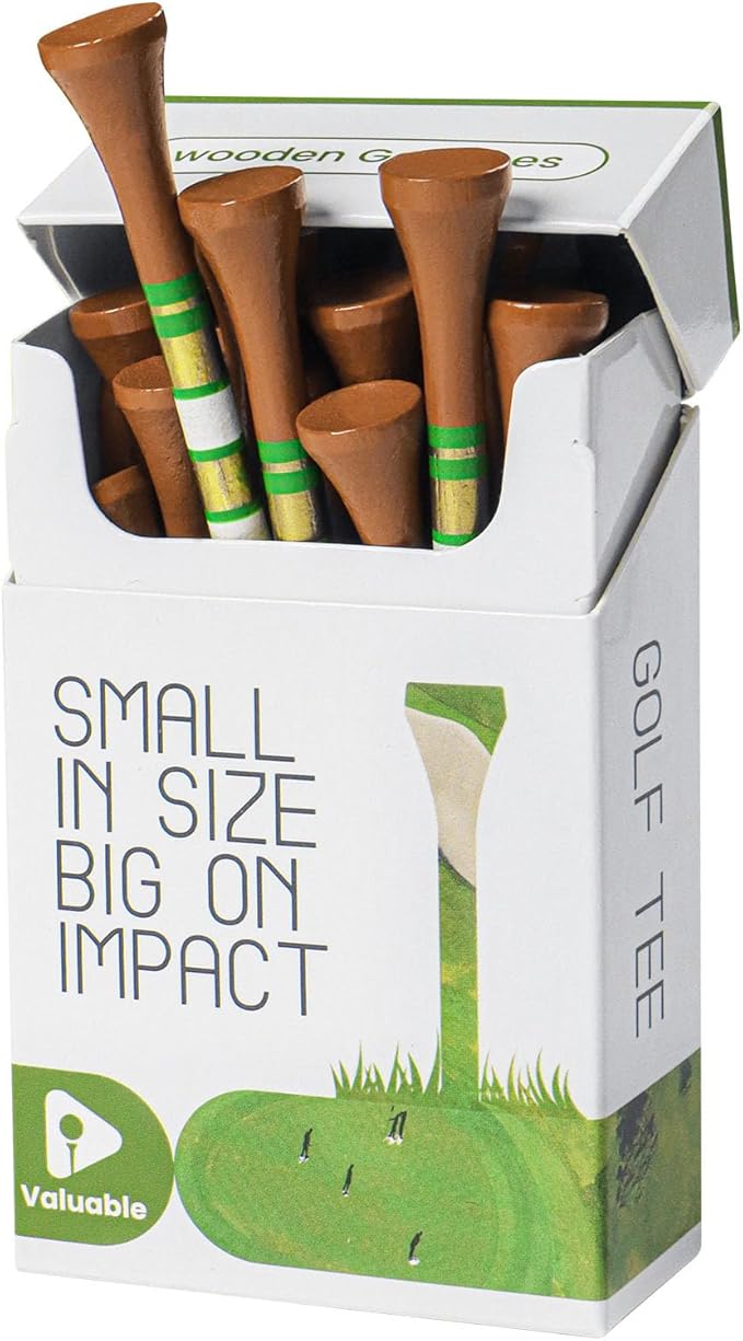 FINGER TEN Premium Bamboo Wood Golf Tees Unique Box Design 18-Pack Per Box Value 18/72/180 Pack, Wooden Tees in 2 3/4" 3 1/4" Durable for Golfers, USA Flag Design Pro Tee Choice