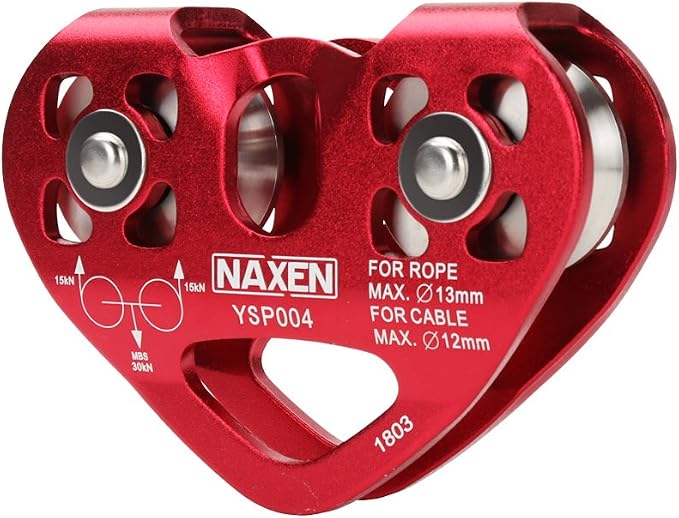 NAXEN Zip Line Pulley Tandem Speed Dual Trolley with 25kN Carabiner