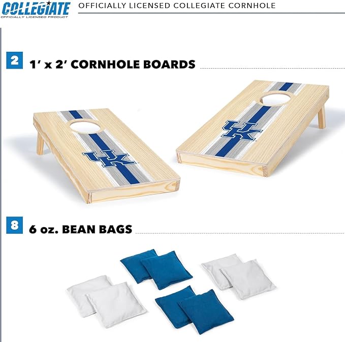 Wild Sports College Portable Size 1' x 2' Solid Wood Cornhole Set with Direct Print HD Team Graphics – Travel Size