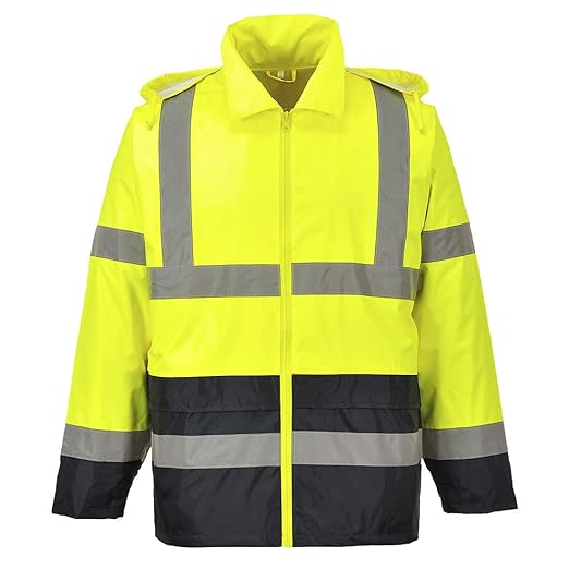 Portwest UH443 Classic Waterproof Rain Jacket in Reflective Contrast Hivis ANSI, 4XL