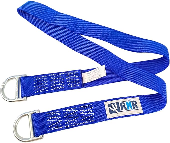 Rock-N-Rescue Professional Nylon Web Anchor Strap - Safety-Rated D-Ring Configuration, Heavy-Duty Fall Protection Equipment, Multiple Lengths 36-180 Inch, Industrial Safety Gear