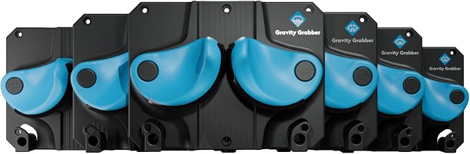 Gravity Grabber, The OG - Ski & Snowboard Wall Mount, Indoor Garage & Home Storage Organizer, Damage-Free Grip, Holds Skis/Boards/Poles/More, Space-Saving Premium Gear Rack, (Cyan 6-Pack)