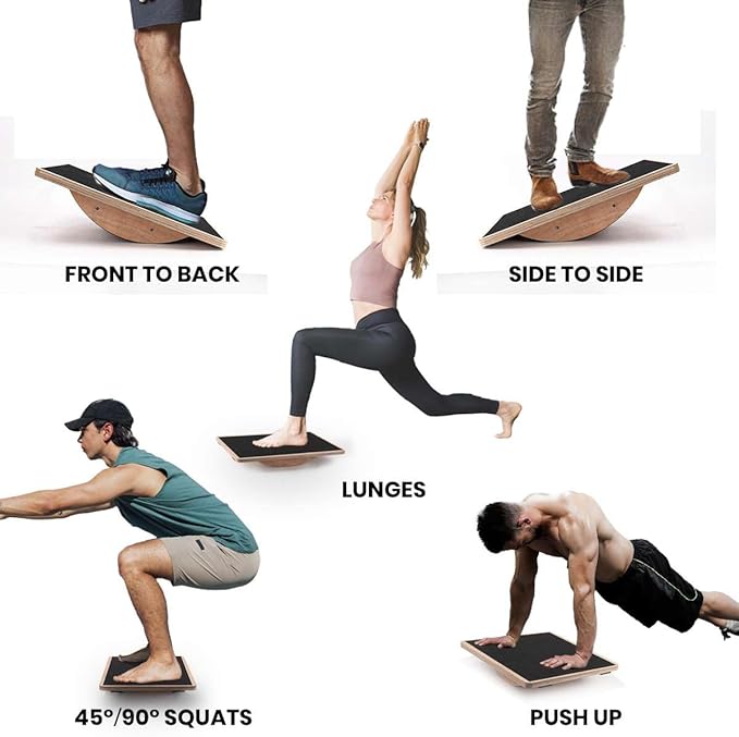 Wooden Wobble Board for Adults - Anti-Slip Balance Board for Stand-Desk Core Strength Therapy
