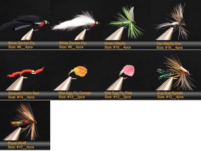 Wifreo Fly Fishing Flies Assortment with Waterproof Fly Box, 28/40/64/92/120pcs Dry/Wet/Nymph/Streamer Flies, Trout/Bass/Panfish/Salmon Fishing Flies