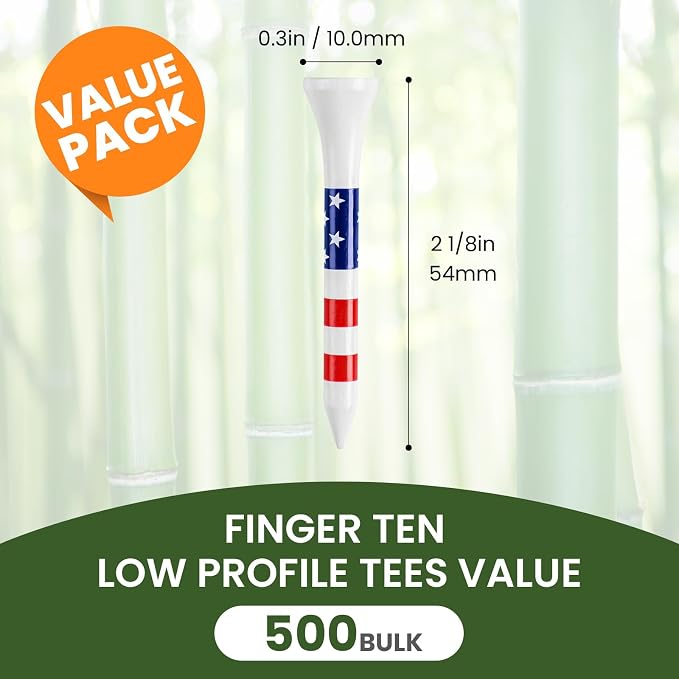 Stylish Golf Tees Wood 2 1/8 Inch Value 500/1000 Pack, USA Flag with Pink White Bright Colors & Striped Design for Consistent Height & High Visibility