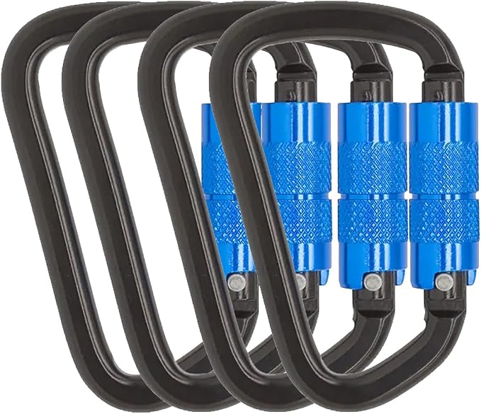 Auto Locking Carabiner 30KN=6500lbs Heavy Duty Large Clip Climbing Carabiner Twist Lock Carabiners for Rock Climbing, Camping, Gym,Rescue (CE Rated,D Shape)