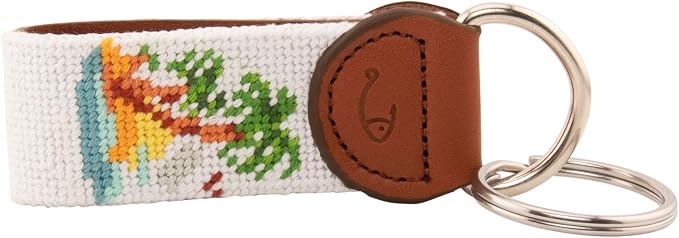 Leather Hand-Stitched Needlepoint Key Fob or Key Chain