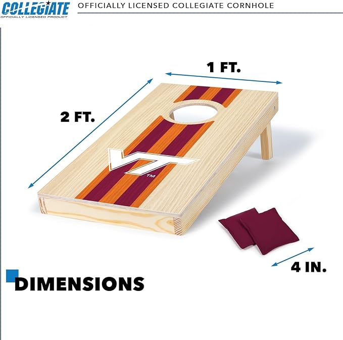 Wild Sports College Portable Size 1' x 2' Solid Wood Cornhole Set with Direct Print HD Team Graphics – Travel Size