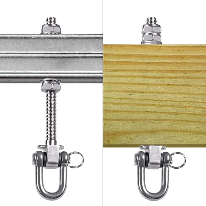 SELEWARE Set of 2 Heavy Duty Swing Hanger 1800LB Capacity, M10 x 9.3" Swing Bolts, Stainless Steel Swing Hooks for Wood and Steel Beam Yoga Hammock Chair Punching Bag Porch Swing Sets Seat