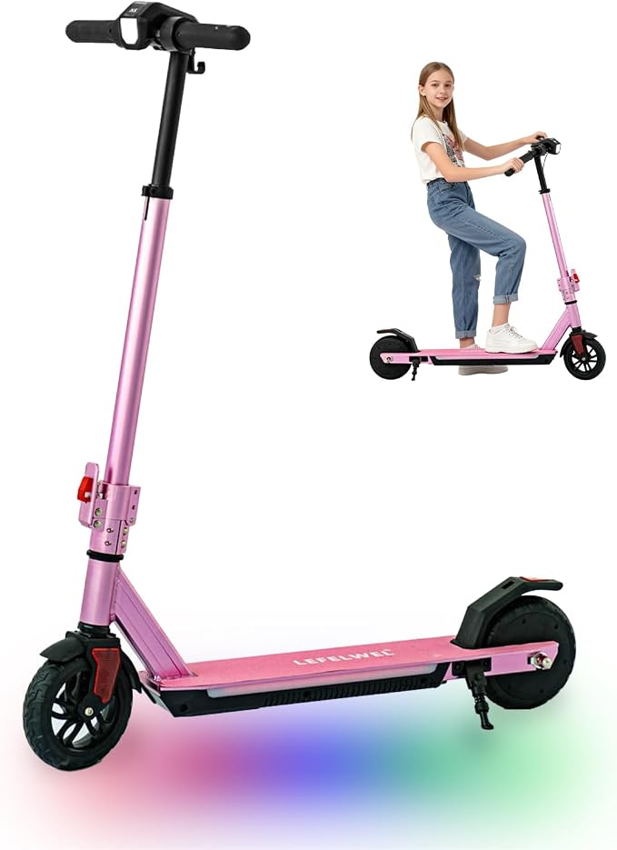 Electric Scooter for Kids Ages 8-15,180W Motor,11 MPH Max Speed & 15 Miles,Adjustable Height & Speed,Colorful Lights,LED Display,UL2272,Foldable Kids Electric Scooter 155 Lbs Max Load