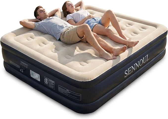 SENNOUL Air Mattress Full with Built in Pump,Upgraded Blow Up Bed Full Size,2 Mins Quick Self Inflatable/Deflation,18"/650lbs Max, Strong Support,No Leakage,No Odor,for Home,Guests,Camping,Travel