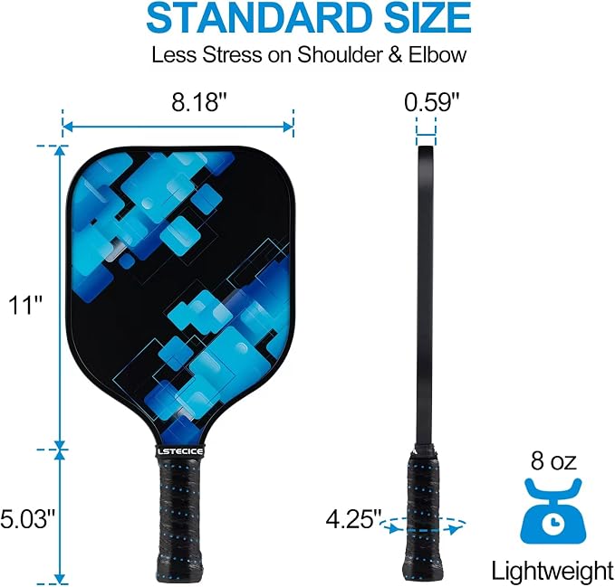 Pickleball Paddles Set of 4, Fiberglass Pickleball Paddles with Honeycomb Core, Lightweight Pickleball Set with Balls & Bag for Men, Women & Beginners
