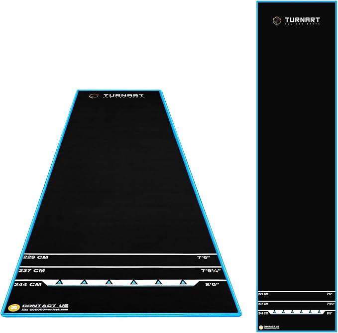 Turnart Darts Dart Mat,Darts Accessories Non Slip Carpet with Throw Line,Oche Mat with Soft Tip and Steel Tip Throw Line Distances,Dart Board Accessories