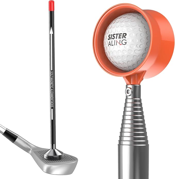 Golf Magnetic Alignment Rods and 9ft/12ft Water Telescopic Golf Ball Retriever