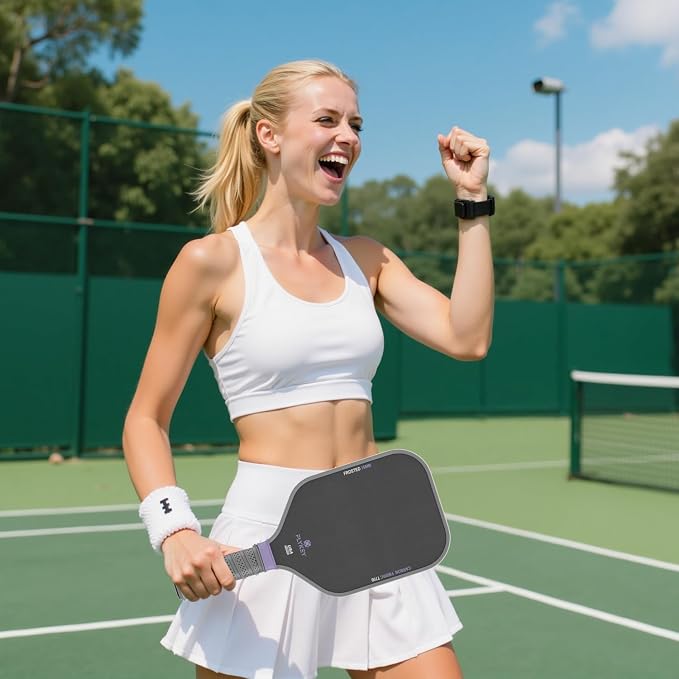 FLYKEY Pickleball Paddles, T700 Carbon Fiber Pickleball Paddle with a 16mm Shark Power Polymer Core, USAPA Approved Pickle Ball Paddle, Strong Spin and Power Surface,Strong Shock Absorption