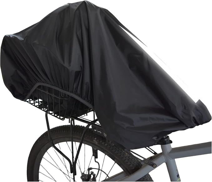 70L Bicycle Rear Rack Rain Cover with Reflective Strip Bike Trunk Rain Cover Black
