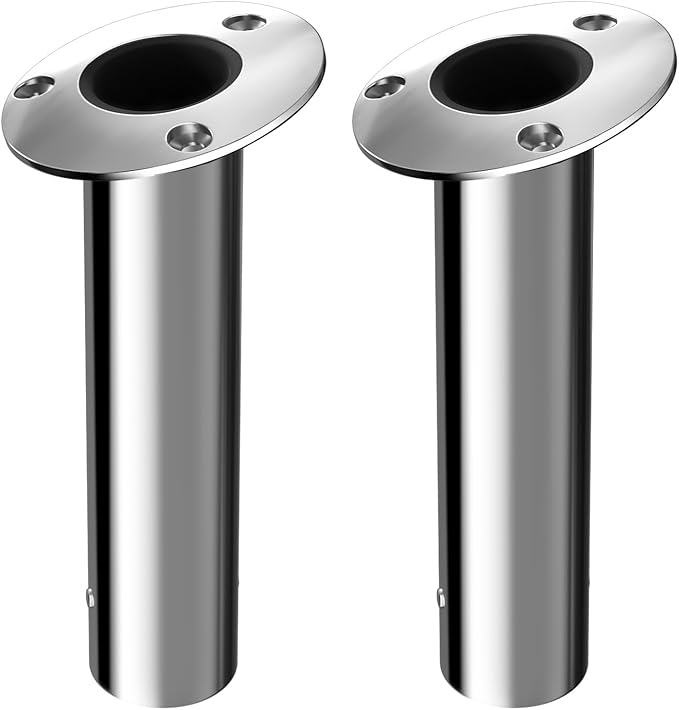 Fishing Rod Holder 2 Pack, 316 Stainless Steel 15/30/90 Degree Rod Holders for Fishing Boat, Flush Mount with Cap, Heavy Duty