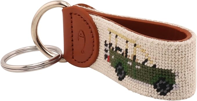 Leather Hand-Stitched Needlepoint Key Fob or Key Chain