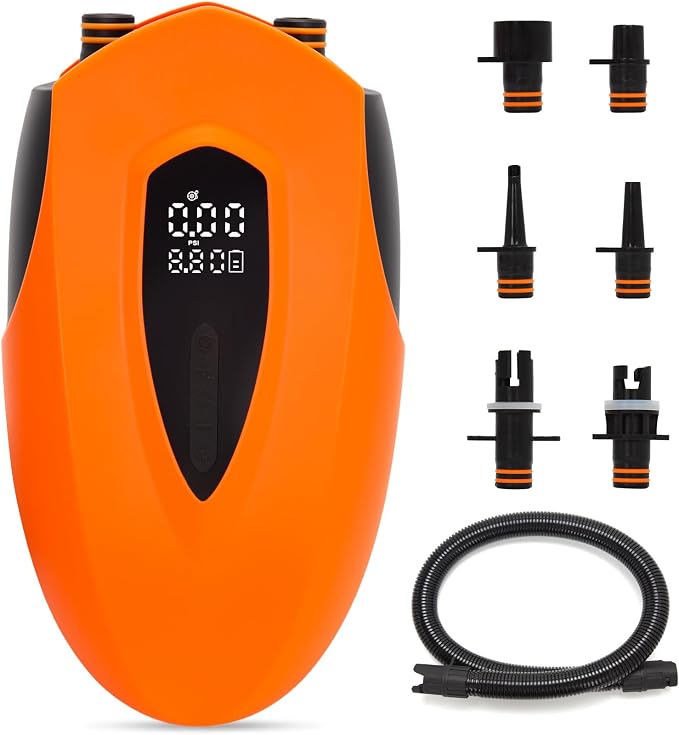 Rechargeable Paddle Board Electric Pump 12000mAH, 20PSI High Pressure SUP Pump, Intelligent Dual Stage Inflation & Deflation, Auto-Off, for Stand Up Paddleboards, Tent, Boat, Air Mattress