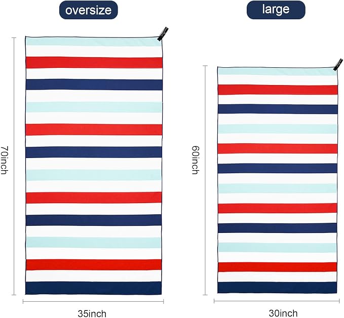 Exclusivo Mezcla 6 Pack Microfiber Quick Dry Beach Towels, Large Lightweight Sandfree Pool Towels for Swimming Camping Travel with Bag (Multi, 30x60 Inches)