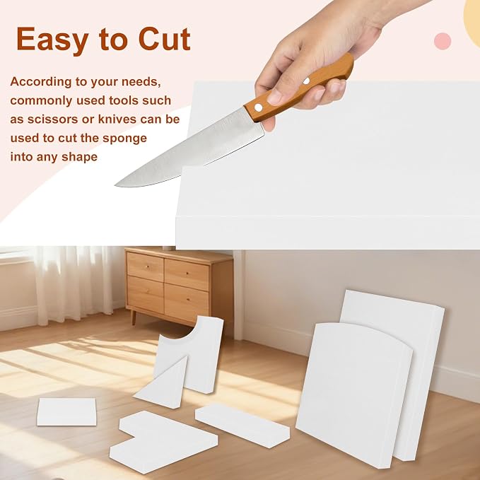 High Density Upholstery Foam 2" X 20" X 20", 3PCS Couch Cushion Replacement - 45D Density 70 ILD (Firm), Square Foam Padding for Chairs, Cut to Size Foam Replacement Cushion for Sofa Chair Bench