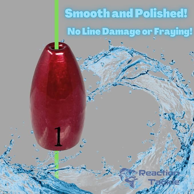 Reaction Tackle Tungsten Flipping Weights for Bass Fishing - Sinkers for Punching Heavy Cover - Fresh & Saltwater - Texas/Carolina Rigs - Size Stamped