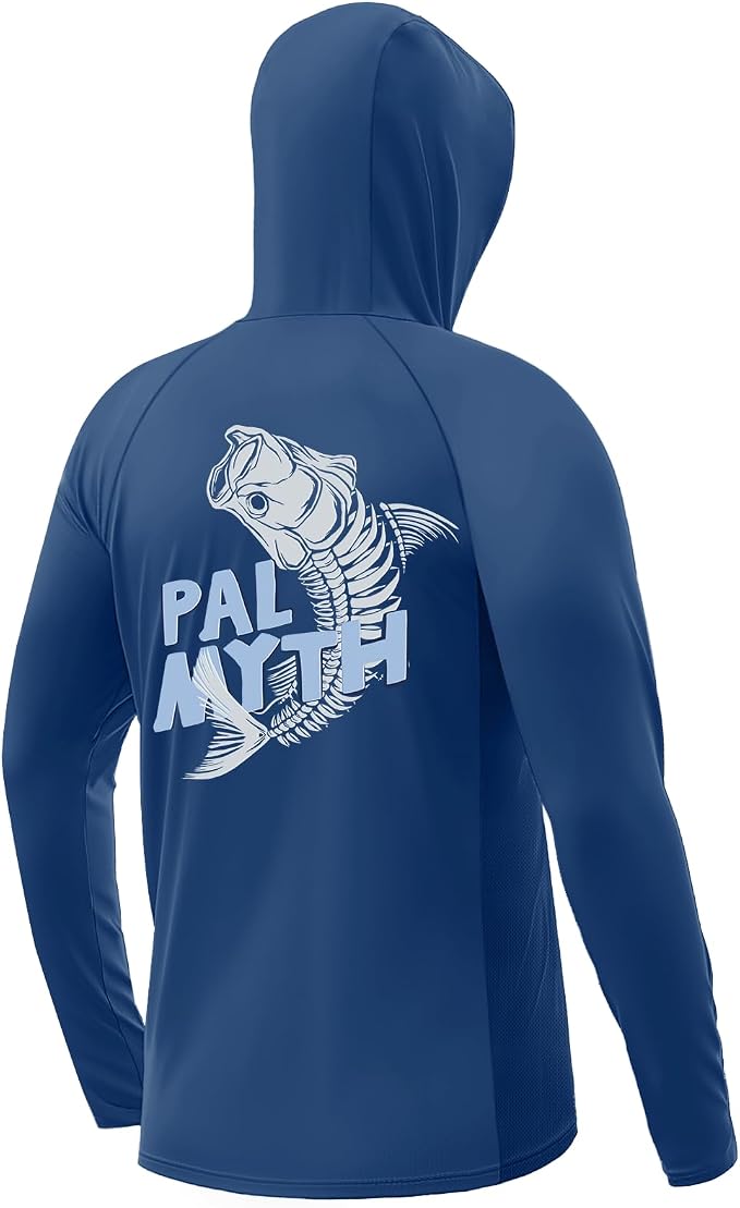 Palmyth Fishing Hoodie for Men Long Sleeve Sun Protection UV UPF 50+ Shirts | Hidden Zipper Pocket, Thumb Loops, Quick-Dry, Side Mesh Panels, Lens Cleaning Cloth, 4-Way Stretch