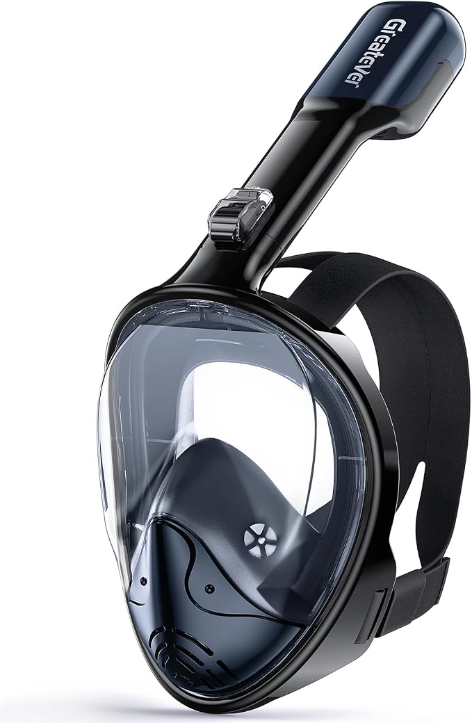 Greatever Full Face Snorkel Mask, Snorkeling Gear for Adults with Latest Dry Top Breathing System and Detachable Camera Mount, Foldable Snorkel Set for Family Snorkeling Trips, Anti-Fog & Anti-Leak