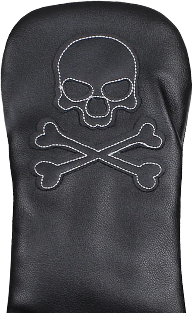 Scott Edward Skull Golf Woods Headcovers Covers for Driver Fairway 1 3 5 H Clubs Set Heads PU Leather Unisex Black Brown