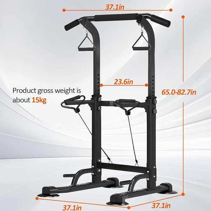 Power Tower Pull Up Dip Station Adjustable Height Multifunctional Home Strength Training Fitness Exercise Equipment, Simple Installation