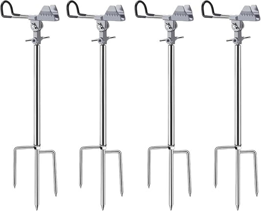 Fishing Pole Holder Upgraded 360° Adjustable Stainless Steel, Fishing Rod Holder for Ground, Heavy Duty Bank Fishing Outdoor Fishing Gear