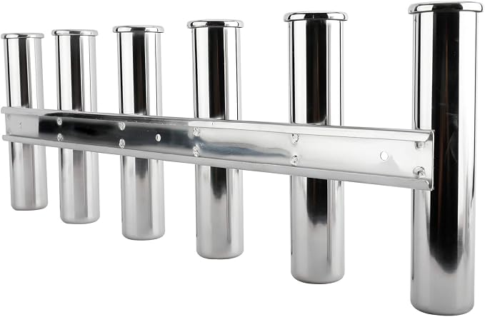YaeMarine Fishing Rod Holder 316 Stainless Steel Fishing Rod Rack 3Tube/4Tube/5Tube/6Tube Mirror Finish for Marine Boat Yacht Camper