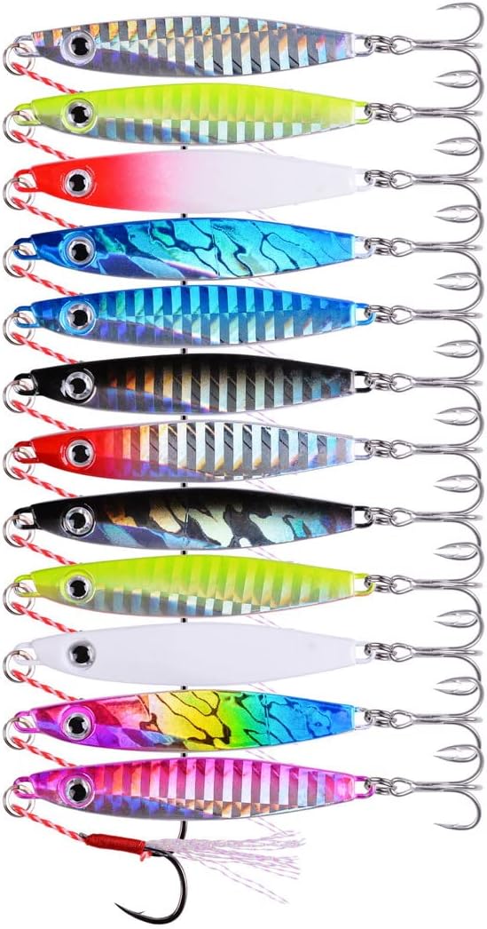 Aorace Jigging Lure Lead Fish Metal Jig Fishing Lure Paillette Knife Artificial Hard Bait Laser Body