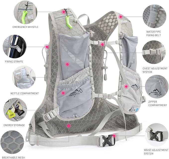 IX INOXTO Running Hydration Vest for Men Women Water Backpack for Running 3L Running Hydration Pack for Trail Running Marathon Race Hiking
