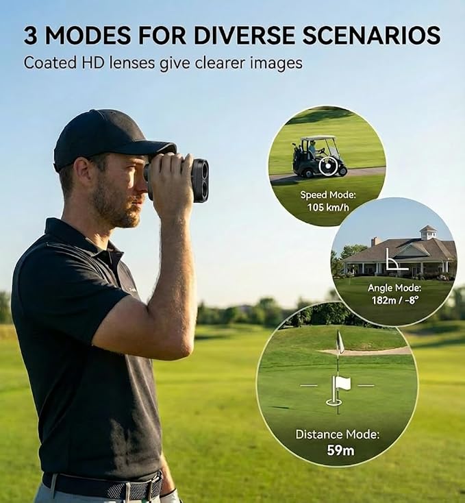 MIKOSI Golf Range Finder with Slope, 0.03s Pin Lock Vibration Golf Laser Rangefinder, 1200 Yards Rechargeable Golf Rangefinder with 90% Ultra-Clear Lens, Magnet, IP54 Waterproof