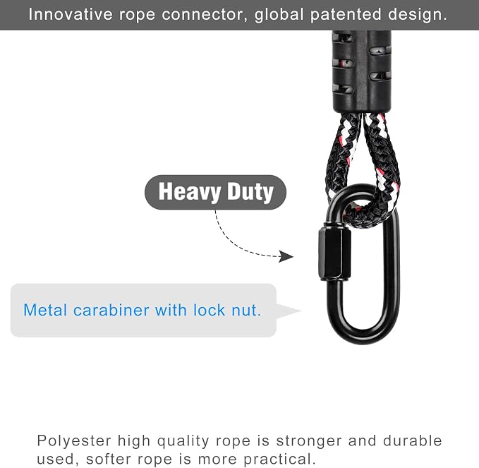 SELEWARE Hammock Straps, 4ft Tree Swing Rope for Hammock Chair Hanging Kit, Extension Rope with Carabiner for Indoor Outdoor Playground Tree Swings Camping Hammock Accessories (Black, 2 Pack)