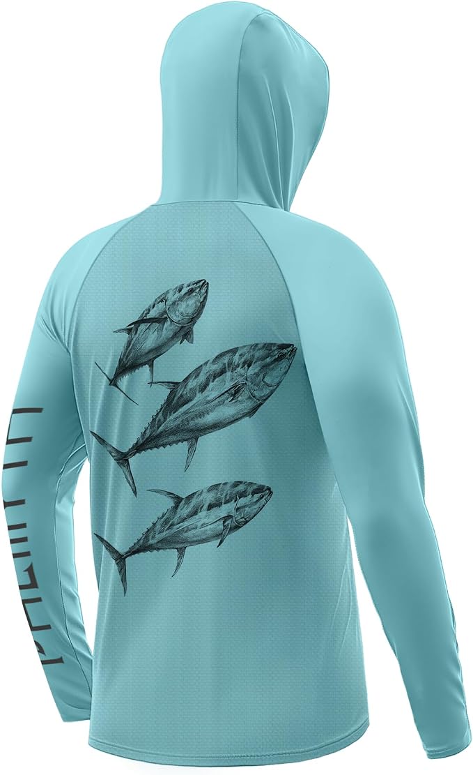Palmyth Men's Fishing Hoodie Shirt UPF 50+ Quick-Dry Breathable Long Sleeve | Long Sleeve Fishing Shirt, UPF 50+ Sun Protection, Quick-Dry Fabric, Breathable Mesh Back, Built-in Face Mask, 4-way Stretch