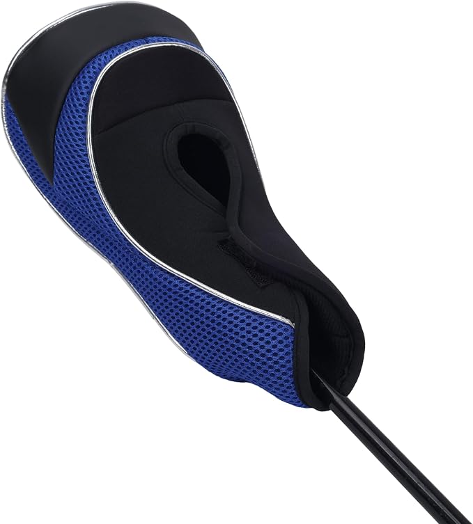 Andux Golf Wood Club Head Covers with Hook & Loop Set of 3 | for 460cc Driver Fairway Short Neck Faux Leather and Nylon-mesh Embroidery thread Number