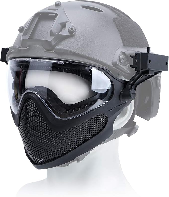 ATAIRSOFT 2 Modes Airsoft Mask Full Face Tactical Safety Protective Mask Anti-Fog Goggles Set with 3 Interchangable Lens